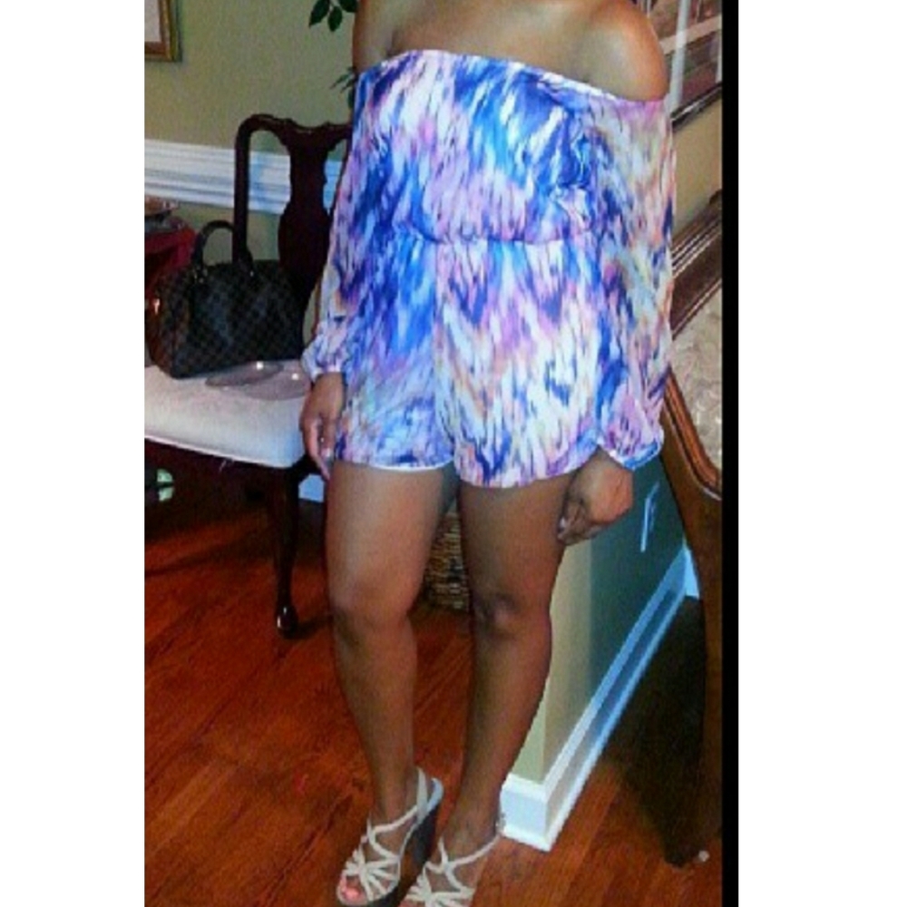 Missguided Watercolor off the Shoulder Romper